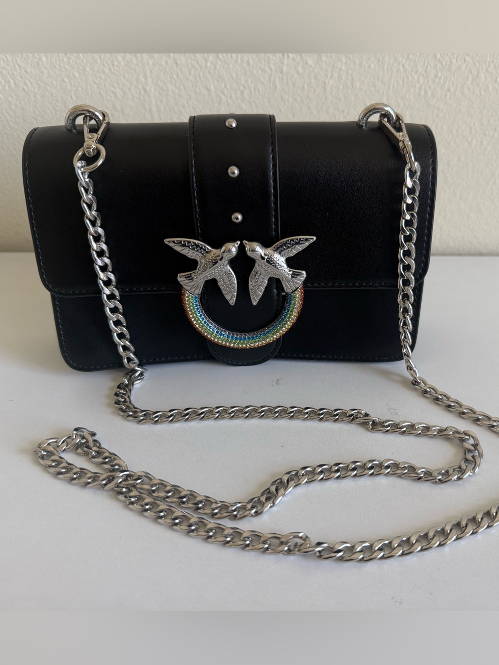 Pinko Love Bag Black Leather Crossbody